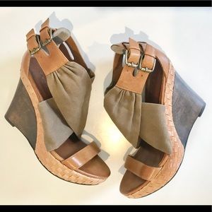 Nordstrom’s Halogen wooden/woven wedge heel